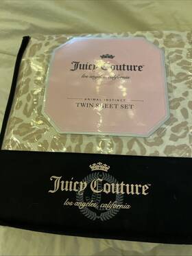 Juicy Couture 400954148825 Twin 3pc Sheet Set Tan And Brown Cheetah Leopard Print Nwt
