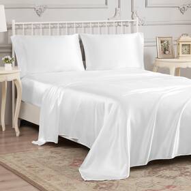 Juliette Leblanc New York 646760216932 Silky Satin Sheet Set - Luxury White Bedding Smooth Sheets Queen Size Juliette Leblanc New York 646760216932 Silky Satin Sheet Set - Luxury White Bedding Smooth Sheets Queen Size