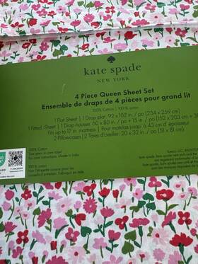 Kate Spade 198099158716 Queen Sheet Set 100% Cotton Lovely Buds Floral Red Pink Green New
