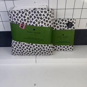 Kate Spade New York 1700054 Black White Leopard Floral 4 Piece Queen Sheet Set Extra Pillowcases