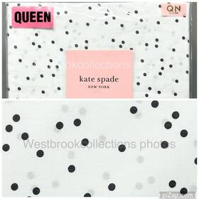 1917cs Kate Spade New York Queen 4pc Sheet Set Black Scatter Dots White Cotton Percale