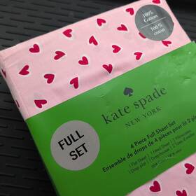 Kate Spade New York 198099155487 Full Sheet 4 Piece Set 100% Cotton Pink With Red Hearts Nwt Kate Spade New York 198099155487 Full Sheet 4 Piece Set 100% Cotton Pink With Red Hearts Nwt
