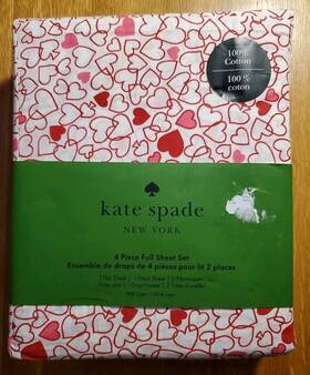 Kate Spade New York 198099155524 Valentines Day 100% Cotton Red Hearts 4pc Full Size Sheet Set Sheets Kate Spade New York 198099155524 Valentines Day 100% Cotton Red Hearts 4pc Full Size Sheet Set Sheets