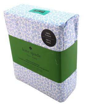 Kate Spade New York 198099158761 Nwt King Size Blue Floral 100% Cotton Sheet Set Fits 17 Inch Mattress