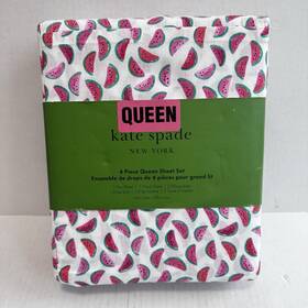 Kate Spade New York 198099159690 Ny Summertime Watermelon Toss 4 Piece Queen Sheet Set 100% Cotton