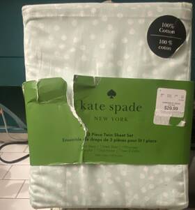 4025041277 Kate Spade New York Twin 3-piece Sheet Set 100% Cotton Powder Blue Polka Dot