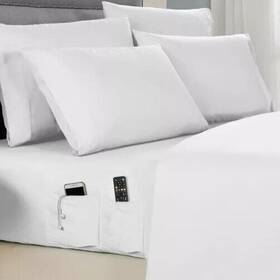 101325 Kathy Ireland 6 Piece Smart Sheet Set With Side Pockets White Hypoallergenic New 101325 Kathy Ireland 6 Piece Smart Sheet Set With Side Pockets White Hypoallergenic New