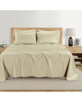 101825-1000-k-ivory Kathy Ireland 1000 Thread Count Egyptian Cotton Rich Sheet Set - Ivory Size King