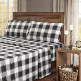 101825-ginghamplaid-k Kathy Ireland 100% Turkish Cotton Flannel Sheet Set - King Gingham Plaid