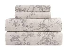 Kathy Ireland Home 008678911536 100% Turkish Cotton Flannel Toile Sheet Set Queen - Gray Kathy Ireland Home 008678911536 100% Turkish Cotton Flannel Toile Sheet Set Queen - Gray