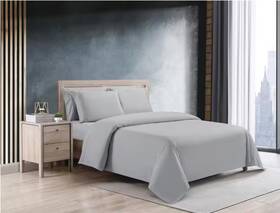 Kathy Ireland Home 817107018247 Ulta Soft Cool Max 6pc Solid Microfiber King Sheet Light Gray