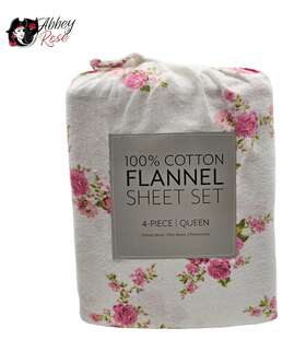 Ieh-4pc-flannel-2021 Kaycie Gray Fashion 4pc Cozy Flannel Bed Sheet Set Ultra Soft 100% Cotton
