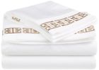Kendell-qnsh-tp Superior Queen White Taupe Greek Key Border Sheet 855031067894