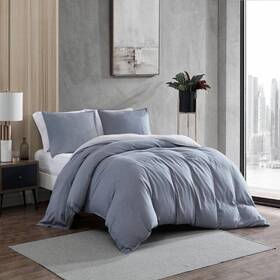 Ushsfn1164934 Kenneth Cole New York Nila 3-piece Dark Gray Cotton King Duvet/sham Set