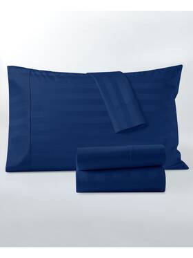 Jet10202 Kensingston Garden Valencia Navy Solid 1000 Thread Count Queen Sheet Set