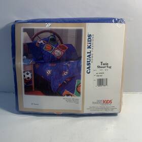 Kids Collection 028932178772 New Home Fashions Casual Sports Twin Sheet Set By Dan River 3 Piece Blue