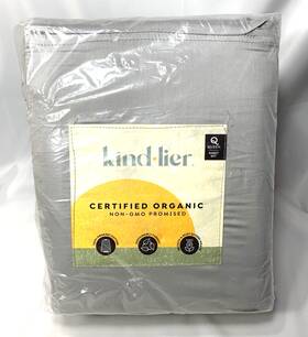 Kindlier 887719180380 Sheet Set Queen Gray 100% Organic Cotton Non Gmo - 4 Piece Brand New