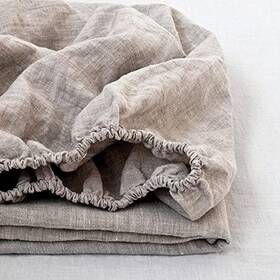 King Linens 713830501707 100% Linen Fitted Sheet Stone Washed Solid Color - 1 Piece 14 Inch Deep Poc