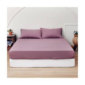 King Linens 713830501851 100% Linen Fitted Sheet Stone Washed Solid Color - 1 Piece 14 Inch Deep Poc