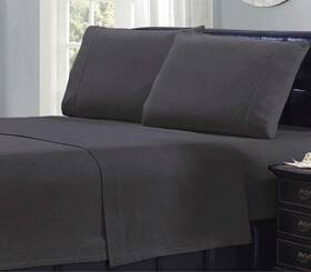 Mf20-sch Kingtex Ultra-soft Micro Flannel Plain Sheet Set Charcoal - Single