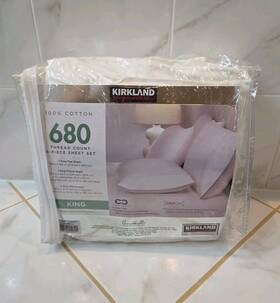 Kirkland 096619056644 Signature King White 680 Thread Count 5 Piece Bed Sheet Set No Flat Kirkland 096619056644 Signature King White 680 Thread Count 5 Piece Bed Sheet Set No Flat