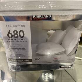 Kirkland 096619075829 Signature 100% Cotton 680 Tc Sheet Cal King Bright White