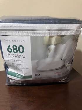 1464708 Kirkland Signature 680 Tc 100% Cotton 6 Piece Set King Blue