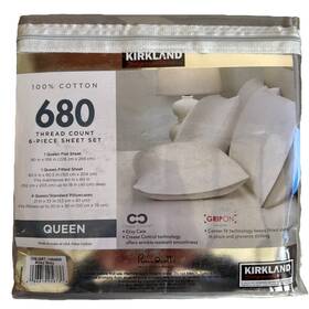 1494669 Kirkland Signature 680 Thread Count 6-piece Sheet Set Queen Size Alloy Gray New