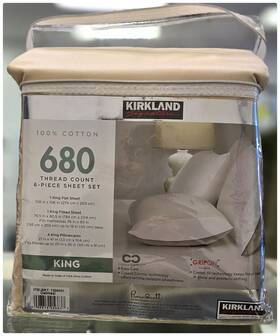 Kirkland Signature 096619056637 King Size 680 Thread Count Sheet Set 6 Pcs New Free Shipping