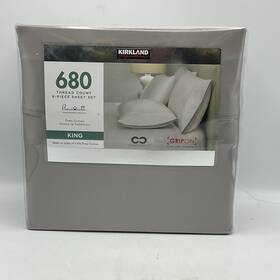 Kirkland Signature 096619056729 6pc King Sheet Set Alloy Gray 100% Cotton 680tc