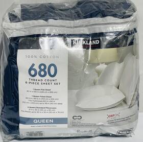 1494660 Kirkland Signature 680 Thread Count 6-piece Sheet Set Queen Indigo