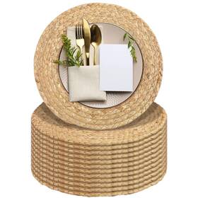 Tn0907 Kochorie Set Of 12 Round Woven Placemats 12-inch Natural Water Hyacinth Plant Tn0907 Kochorie Set Of 12 Round Woven Placemats 12-inch Natural Water Hyacinth Plant