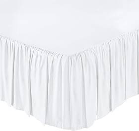 Bedskirt-kpl-500-35 Krishna Ruffled Bed Skirt With Split Corners Queen 18 Inch White Solid