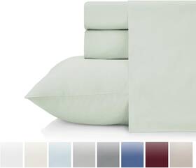 Kristex 907104651386 Comfortable 500 Thread Count 4 Pc Bed Sheet Set 100% Natural Cotton Sage Twin