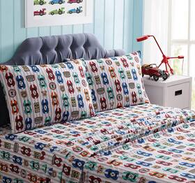 Kute Kids 651896536465 Super Soft Sheet Set - Big Race Brushed Microfiber For Extra Comfort Twin