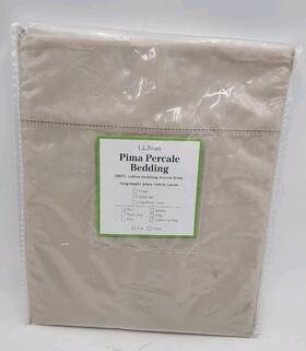 L.l. Bean 195227093994 New 280-thread Count Pima Cotton Percale Flat Sheet Twin Silver Sand