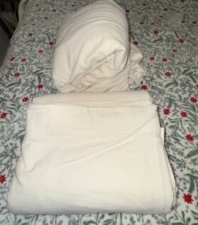 294265 L.l. Bean Ll Flannel King Sheets Set Cotton Cream Made In Portugal No Cases Euc