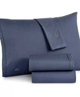 15822338 Lacoste Home Solid Cotton Percale Sheet Set King Vintage Indigo