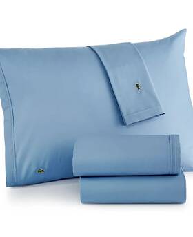 15831038 Lacoste Cooling Solid 100% Cotton 3-piece Sheet Set Twin Color Allure Blue