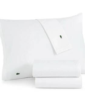 15876238 Lacoste Home Solid Cotton Percale 4-pc Sheet Set Queen Color White