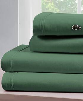 2000006851 Lacoste Home Solid Cotton Percale Sheet Set Queen Ivy Green