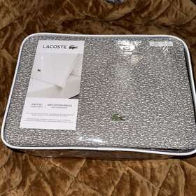 Lacoste 734737586543 Sheet Set Grey Camo Print Queen 100% Cotton Lacoste 734737586543 Sheet Set Grey Camo Print Queen 100% Cotton
