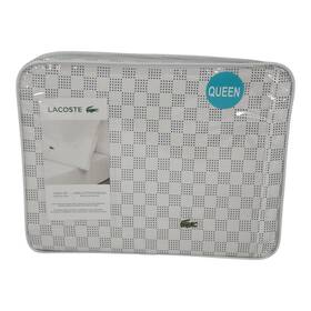 Lacoste 734737628465 Queen Sheet Set 100% Cotton Percale White And Blue Dotted Pattern Lightwei Lacoste 734737628465 Queen Sheet Set 100% Cotton Percale White And Blue Dotted Pattern Lightwei