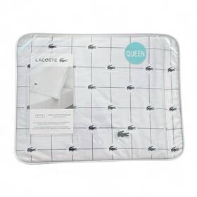 Sydn1924 Lacoste New Queen Sheet Set 100% Cotton Percale Crocodile All Over Logo White