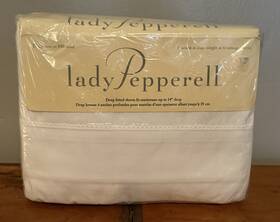 Lady Pepperell 028828075635 New Vintage 90s Twin Sheet Set Scroll White Deep Fitted Usa
