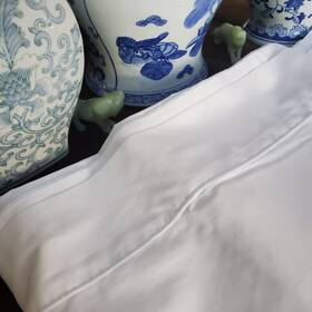 177198 Lands End V#3213 100% Supima Cotton Soft As Buter Sleek White Queen Sheet W Embroidery