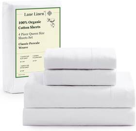 Lane Linen 313030922908 Eco Friendly 100% Organic Cotton Queen Sheet Set Soft And Comfy Fully Lane Linen 313030922908 Eco Friendly 100% Organic Cotton Queen Sheet Set Soft And Comfy Fully