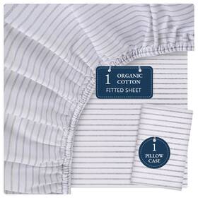 Lane Linen 810119237514 100% Organic Cotton Twin Fitted Sheet 2-piece Set 1 Pillowc