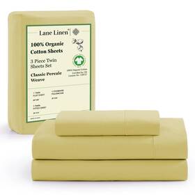 Lane Linen 810119239556 100% Organic Cotton Twin Sheets 3pc Mattress Breathable Sh