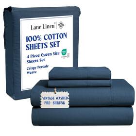 Lane Linen 840399709357 Queen Size Sheets Premium 100% Cotton Pre-washed Bed Set S